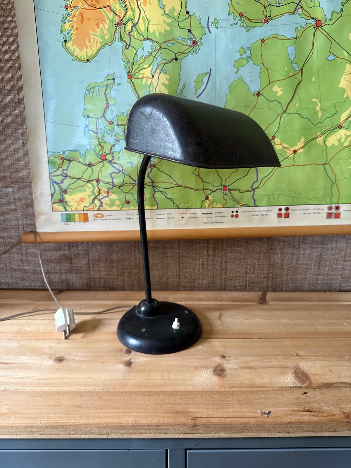 Oude industriële tafellamp - Vintage bureaulamp, Ophalen of Verzenden