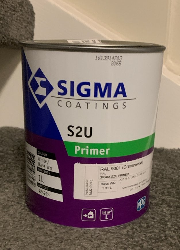 Sigma S2U Primer RAL 9001 (Cremewit) 1L, Wit, Nieuw, Ophalen of Verzenden, Verf