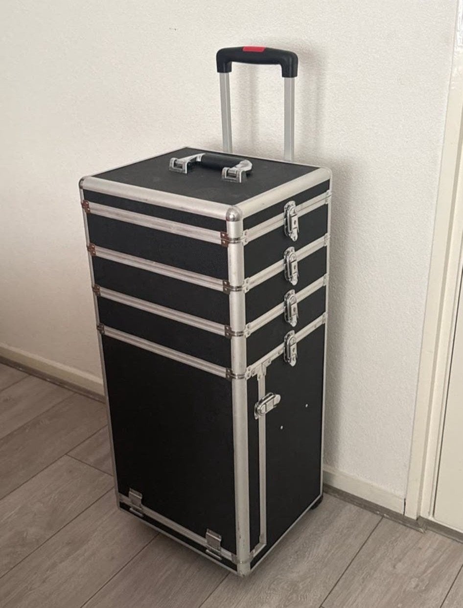 Professionele Make-up Trolley - Zwart Hardcase, Sieraden, Tassen en Uiterlijk, Beautycases, Gebruikt, Hardcase, Zwart, Ophalen of Verzenden