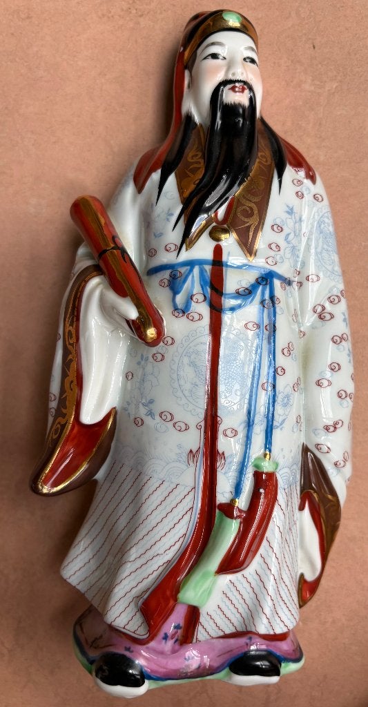 Porseleinen beeld van de Chinese geluksgod Fu Xing, Steen/keramiek, Ophalen of Verzenden, 26 cm, China