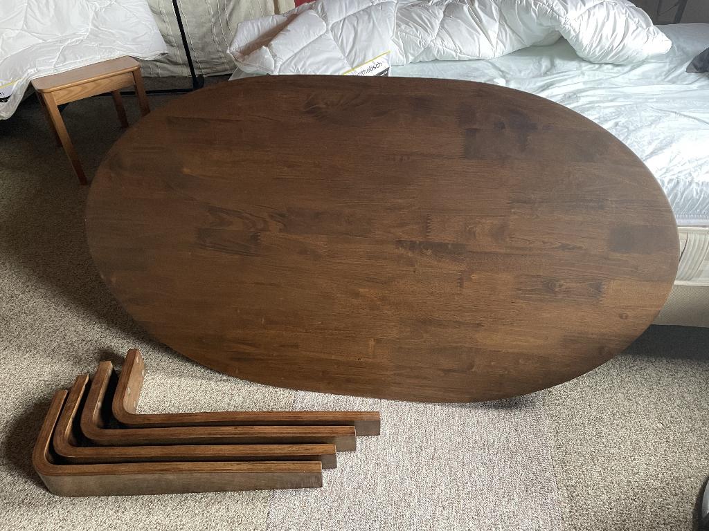 Eettafel hout donkerbruin ovaal 160x90 cm, Huis en Inrichting, Ophalen, Gebruikt, 50 tot 100 cm, 150 tot 200 cm