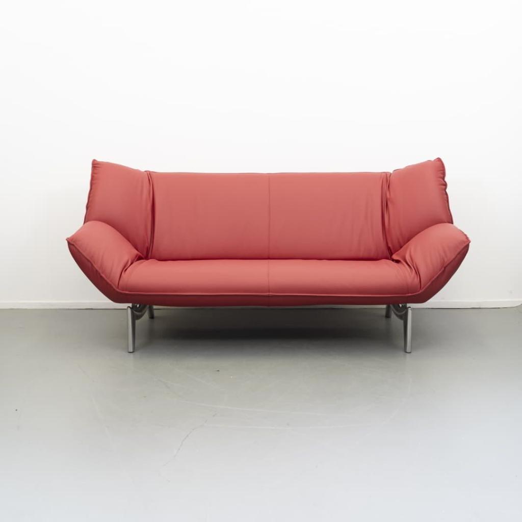 1x Leolux Tango 2-zits/192cm Bank Rood Leer - Metaal