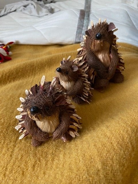 1 KOOP Houten egel familie, Ophalen of Verzenden, Gebruikt