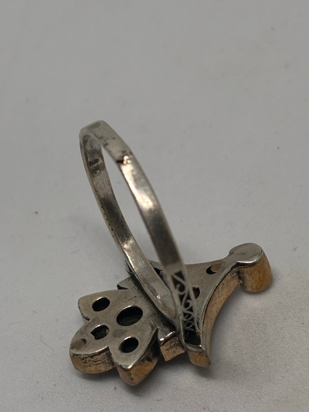 Nieuwe zilveren ring met brons en stenen, maat 17,5, Info@zilver.com, Nieuw, Ophalen of Verzenden, 17 tot 18