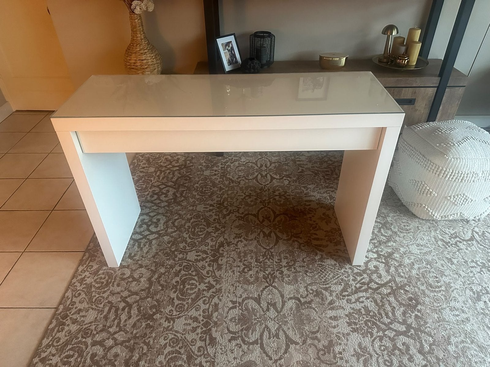 Kaptafel met spiegel en verlichting, Ophalen, Gebruikt, 100 tot 150 cm, Minder dan 100 cm