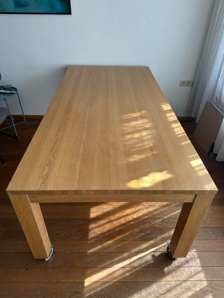 Ruime beuken eettafel voor 6 personen - 210x100x79 cm, Huis en Inrichting, Tafels | Eettafels, Ophalen, Gebruikt, 100 tot 150 cm