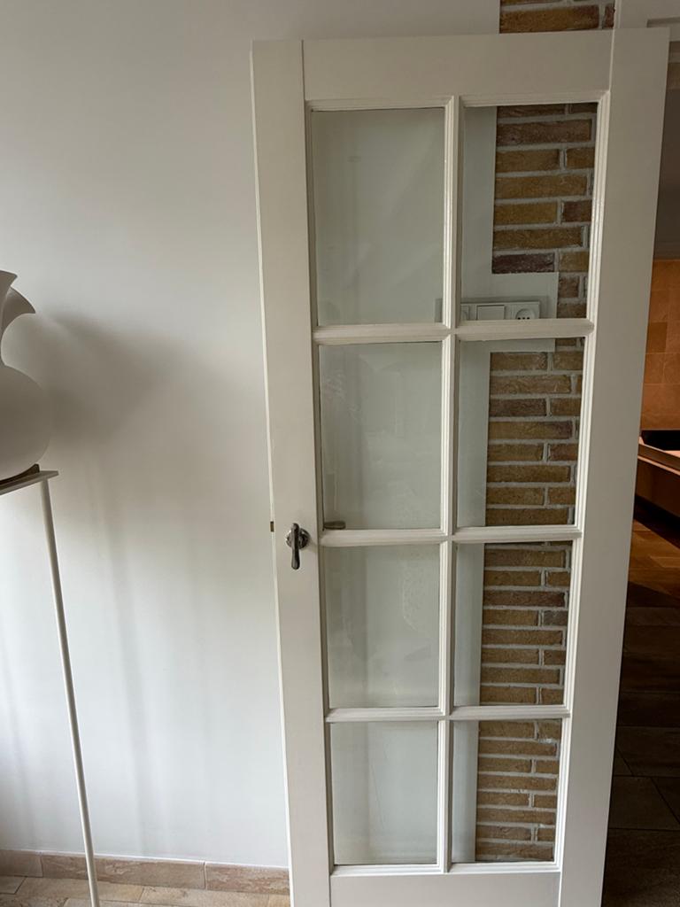 Hardhouten binnendeur met geslepen glas, Ophalen, Gebruikt, Minder dan 80 cm, Binnendeur