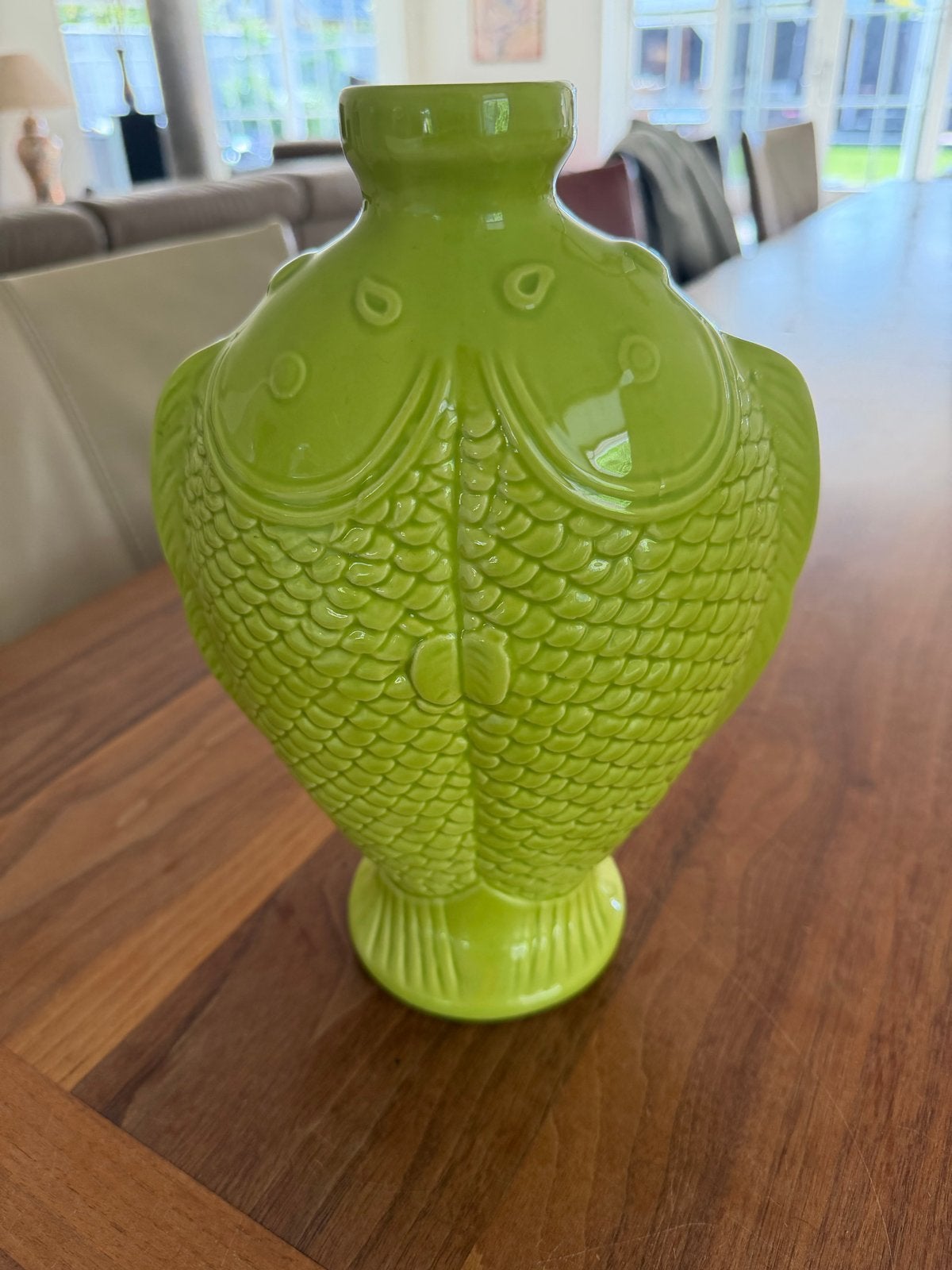 Unieke groene vissenvaas - decoratief en stijlvol 27 cm hoog, Ophalen
