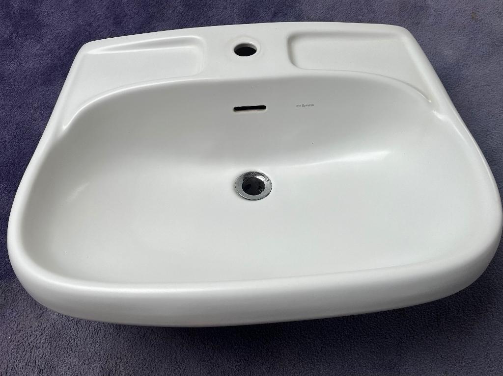 Wastafel Sphinx + Mengkraan Grohe + Afvoerplug (nieuw), Ophalen, Gebruikt, Steen, Wastafel