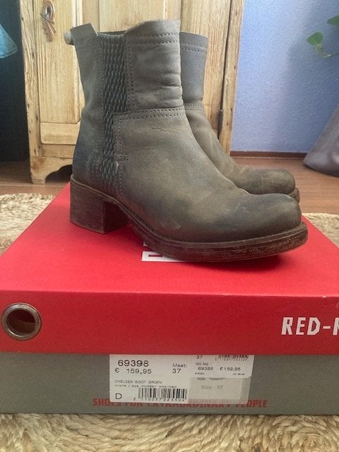 Enkellaarsjes van Red Rag  maat 37, nubuck leer groen, Lage of Enkellaarzen, Ophalen of Verzenden, Zo goed als nieuw, Red Rag