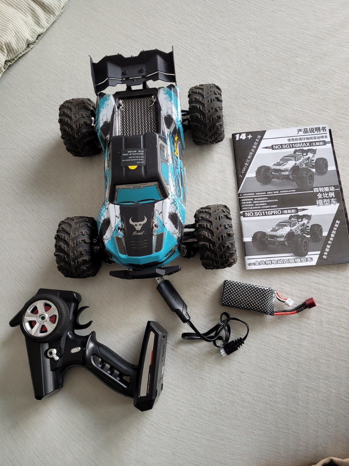 RC Auto Beast Max 4x4 Brushless – 80 km/u – 2 accu’s, Ophalen of Verzenden, Meer dan 50 stukjes, Gebruikt, 6 jaar of ouder