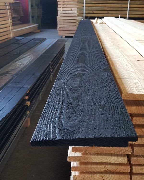 ACTIE! Mooie dikke Douglas Zweeds rabat/potdekselplank zwart, Minder dan 25 mm, Nieuw, Ophalen of Verzenden, Plank