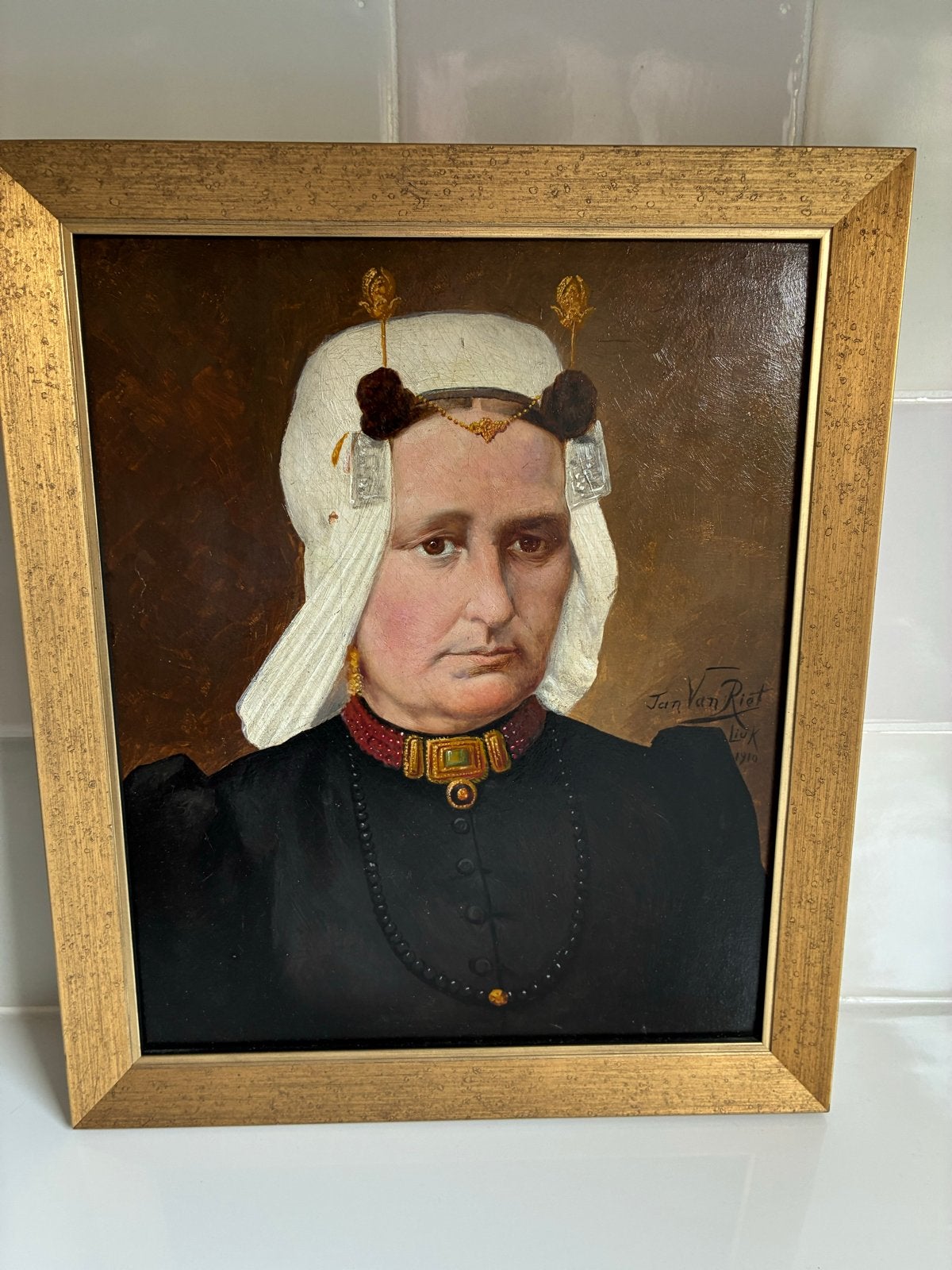 Olieverf Schilderij West Friese Klederdracht - Jan VanRi, Antiek en Kunst, Kunst | Schilderijen | Klassiek, Ophalen, Gedateerd