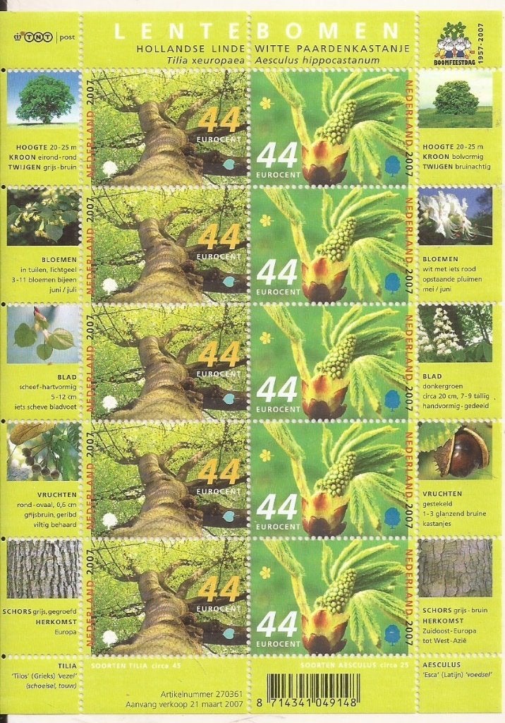 Nederland 2007 Lentebomen Velletje NVPH V2493-2494 Postfris, Ophalen of Verzenden, Na 1940, Postfris
