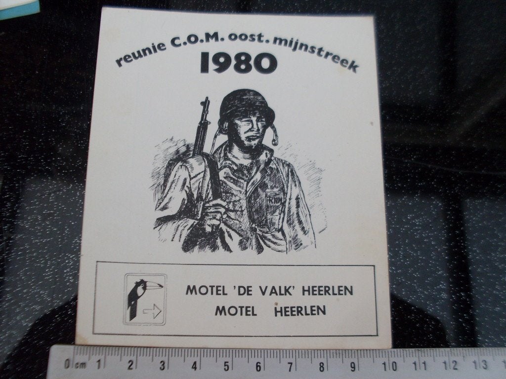 sticker reunie com oost mijnstreek 1980 motel de valk, Verzenden, Zo goed als nieuw, Bedrijf of Vereniging