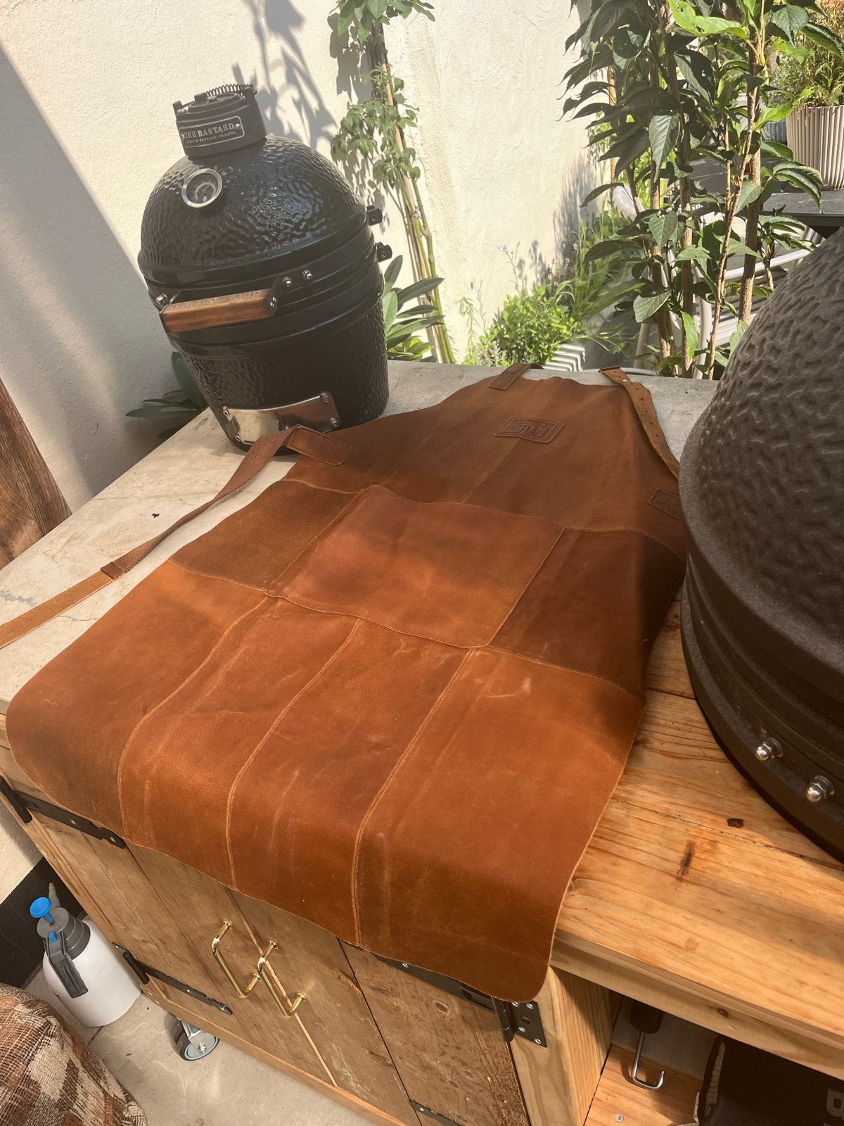 Leren BBQ schort - Ideaal voor de barbecue!, Ophalen of Verzenden, Gebruikt