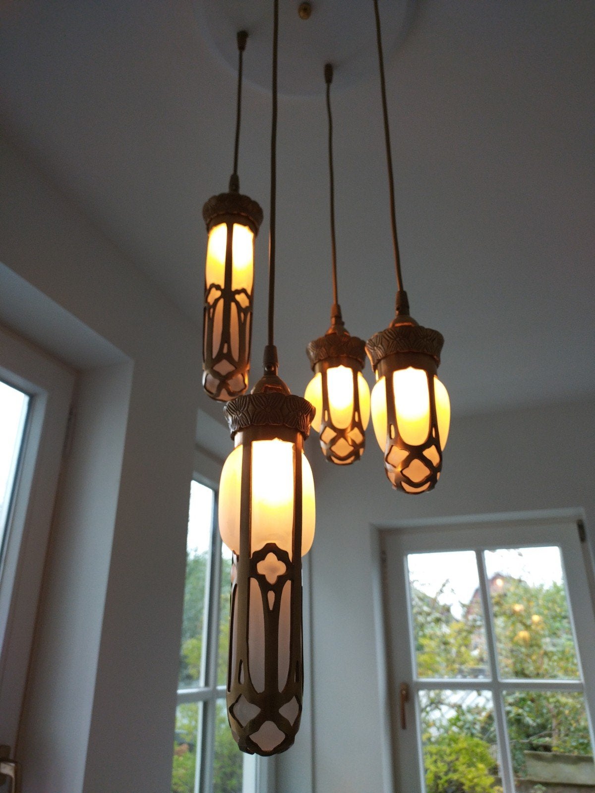 art deco / jugendstil bronzen hang lampen, Antiek en Kunst, Ophalen of Verzenden