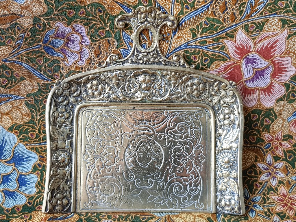 Prachtig antiek koper stoffer en blik uit Frankrijk uit 1870, Ophalen of Verzenden
