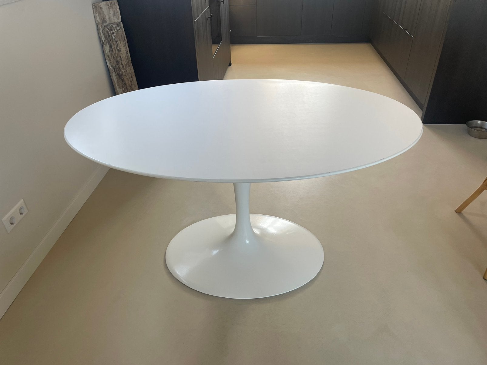 Ovale design tulip tafel Eero Saarinen voor Knoll 1960s, Ophalen, 75 cm of meer, Gebruikt, Vintage design