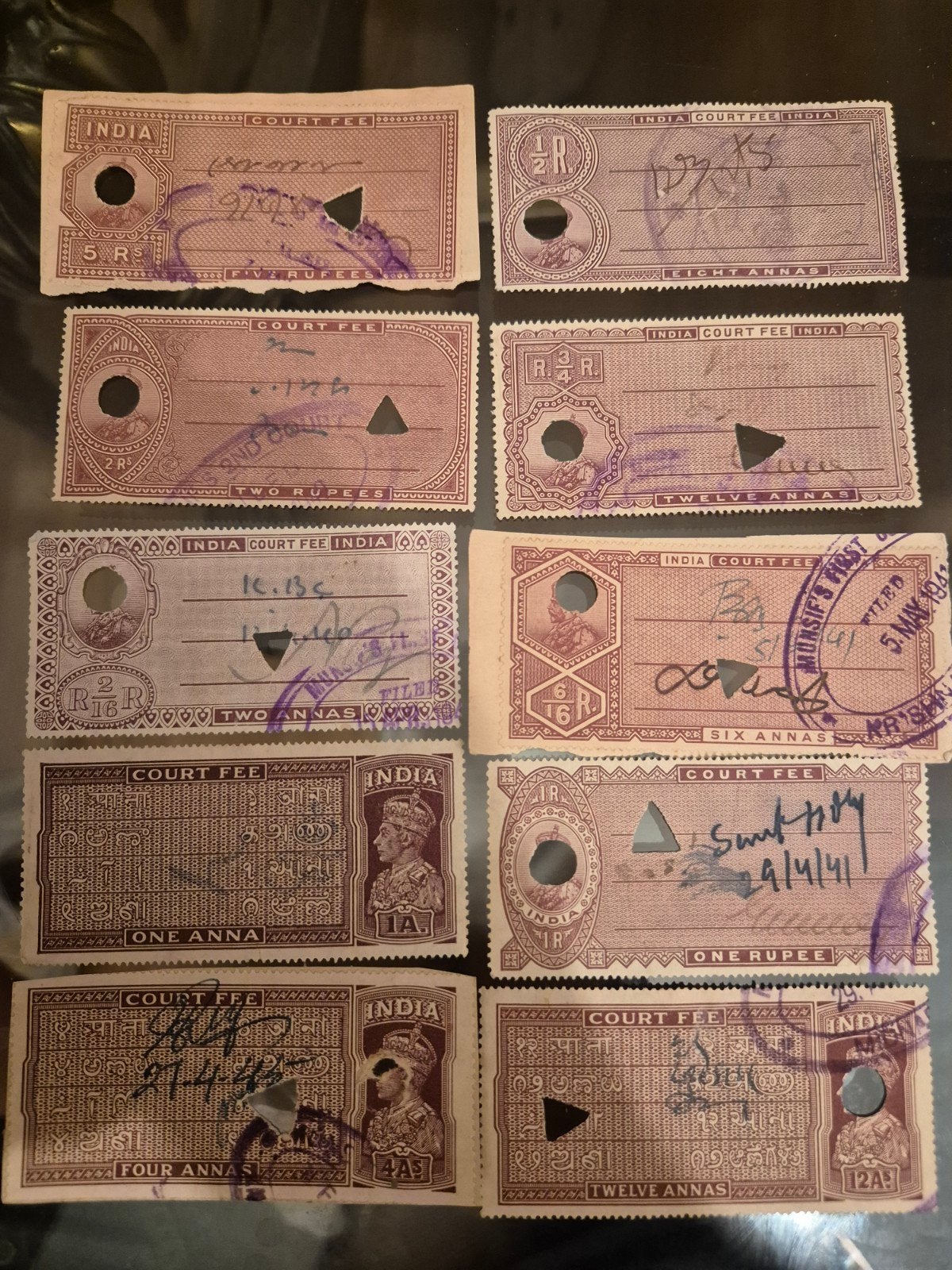 BRITISH INDIA 10 VERSCHILLENDE COURT FEE REVENUES, Ophalen of Verzenden, Zuid-Azië