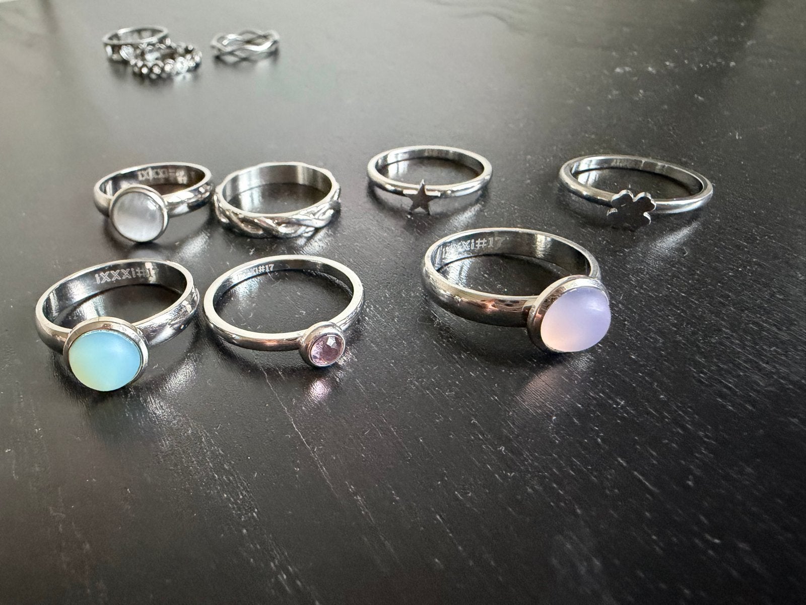 Ixxxi ringen - maat 17, Gebruikt, IJzer of Staal, Ophalen of Verzenden, 17 tot 18