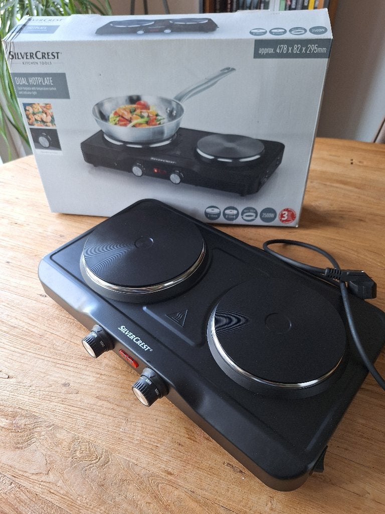 Silvercrest 2500W Dubbele Kookplaat - Zo goed als nieuw, Witgoed en Apparatuur, Kookplaten, 3 kookzones of minder, Ophalen of Verzenden