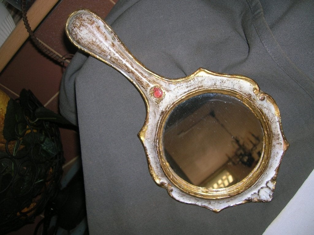 oude handspiegel florentijns, Antiek en Kunst, Curiosa en Brocante, Ophalen of Verzenden