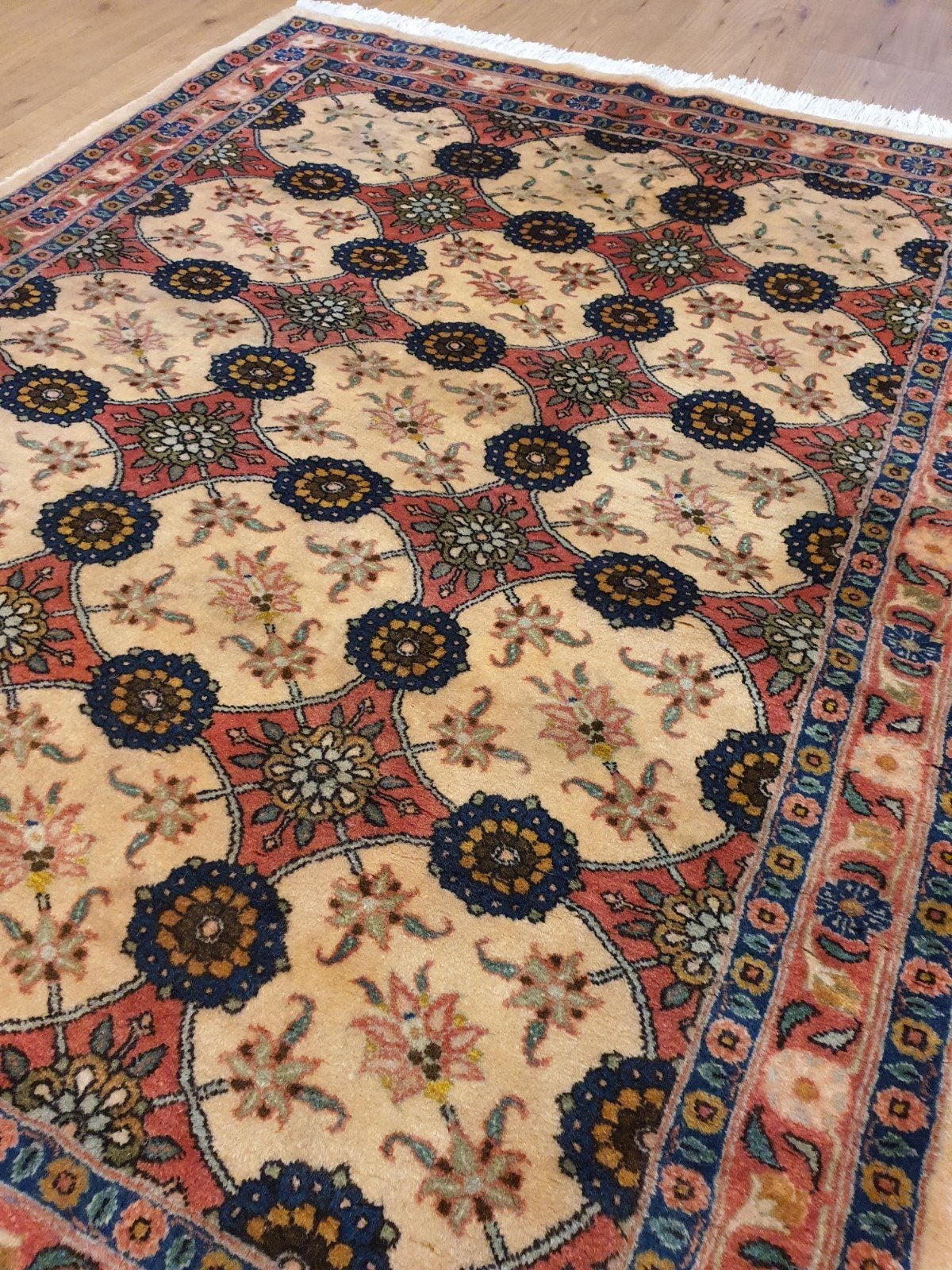 Vintage handgeknoopt perzisch tapijt veramin 145x104, Info@SlatsAntiek.nl, Tweedehands, Perzisch, Bruin