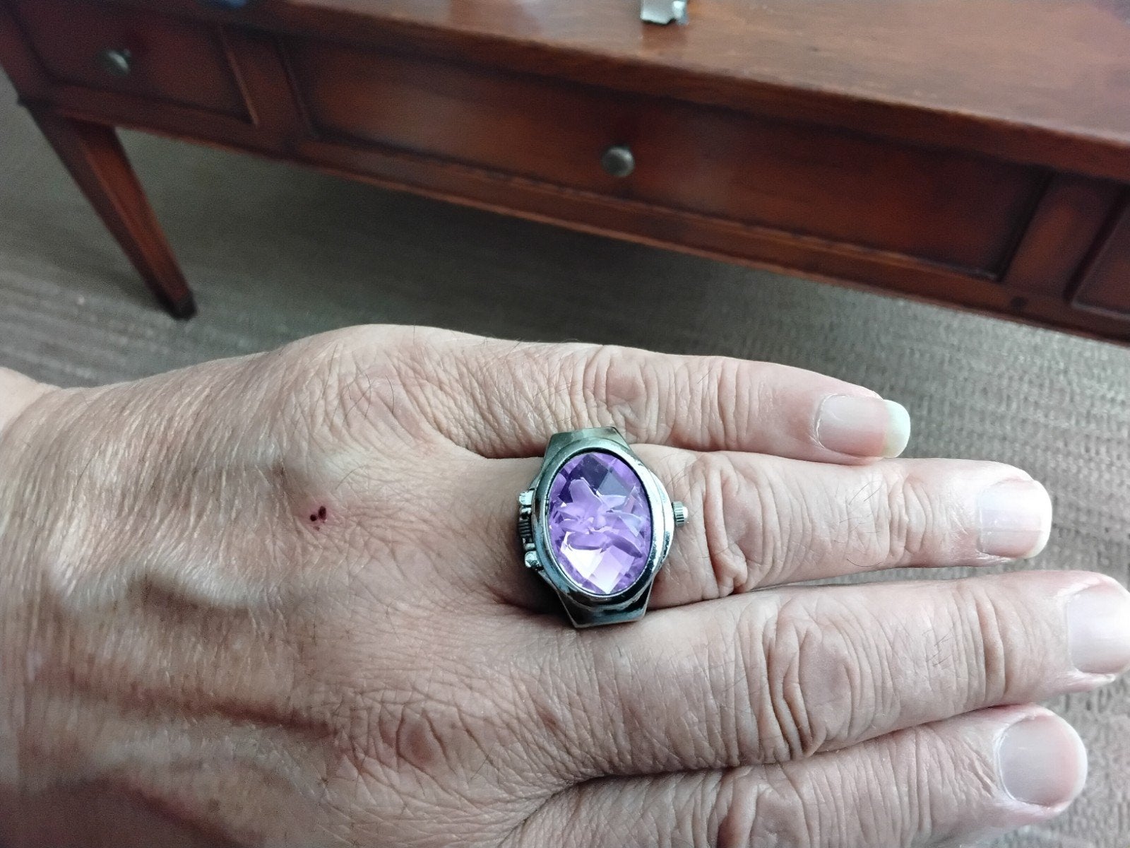 Ring horloge met mooie steen maat 19, Ophalen of Verzenden, Staal, Esprit