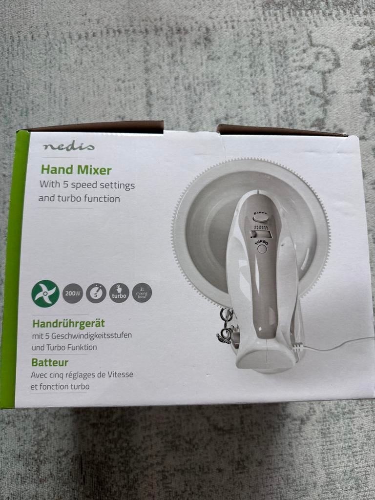 Nedis Hand Mixer, Ophalen of Verzenden, Nieuw, Vaatwasserbestendig, 3 snelheden of meer