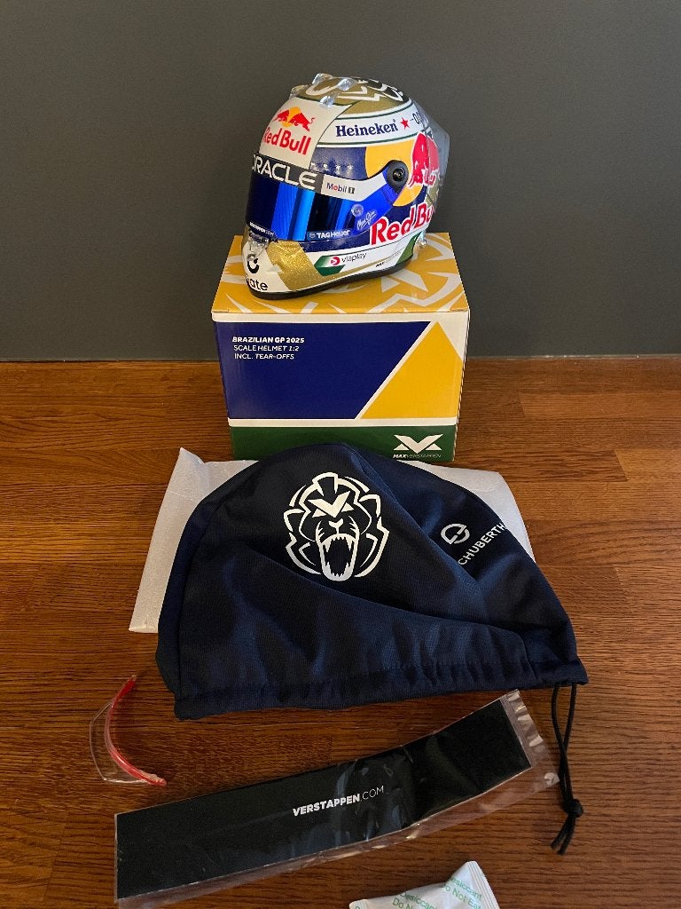 Max Verstappen Schubert Helm 1:2 GP Brazilie 2025, Verzamelen, Ophalen of Verzenden, Nieuw, Formule 1