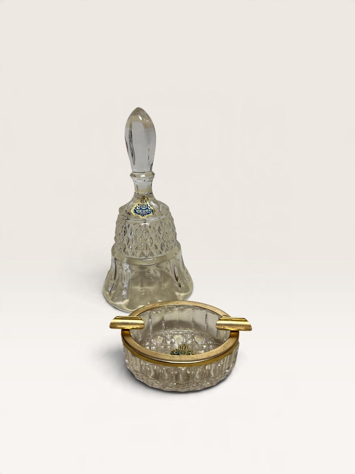 Beyer Glazen Asbak en Tafelbel Set - Vintage Decoratie, Ophalen of Verzenden