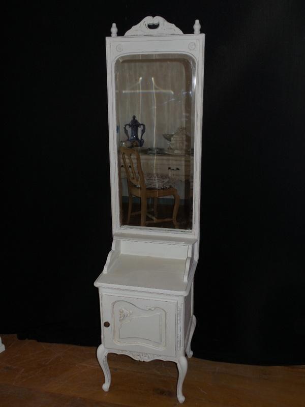 Queen ann kast met grote vaste spiegel met kuif gerestyled, Ophalen, Gebruikt, 65 cm of meer, 70 cm of meer