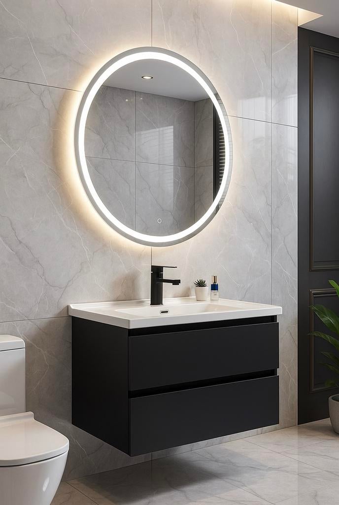 Modern Badkamermeubel 60 cm Zwart | Zwevend | Keramiek Nieuw, Info@d-radiatoren.nl, Minder dan 100 cm, Wastafelkast, 25 tot 50 cm