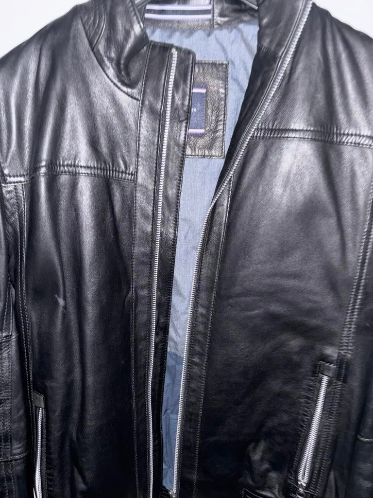 Tommy Hilfiger Leren Jas Zwart Maat M, Ophalen of Verzenden, Nieuw, Maat 48/50 (M), Zwart