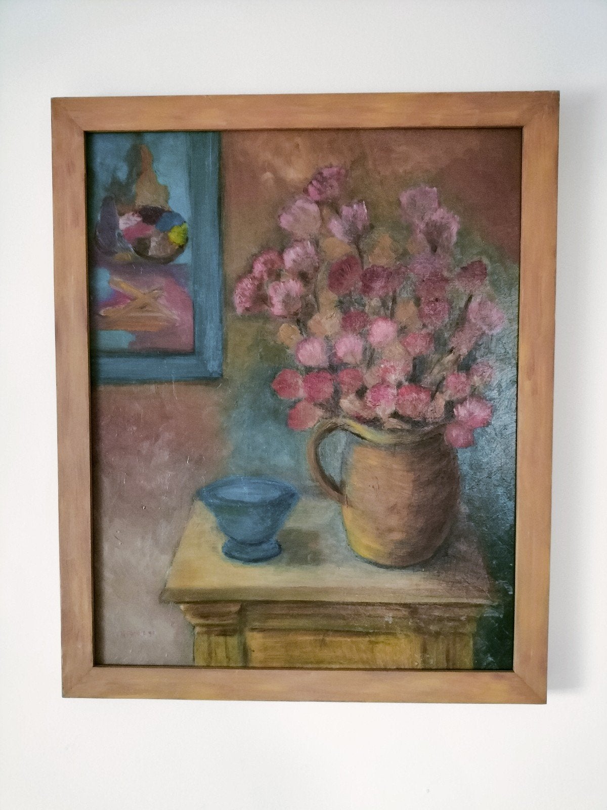 Olieverf Schilderij: Bloemen in Vaas, gesigneerd H. Stroes, Ophalen of Verzenden