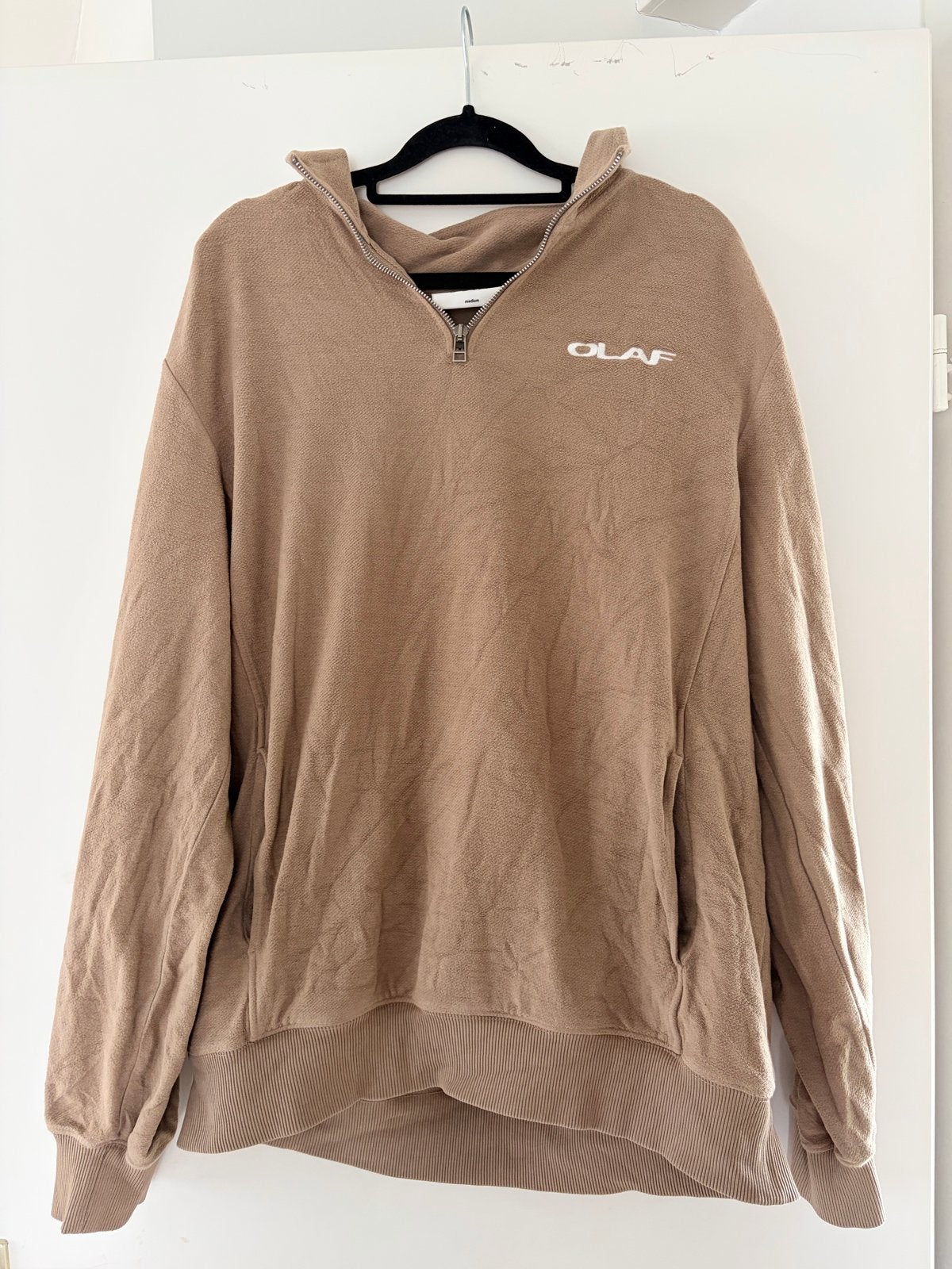 Olaf Bruine Fleece Trui met Halve Rits - Maat M, Ophalen of Verzenden, Zo goed als nieuw, Maat 48/50 (M), Bruin