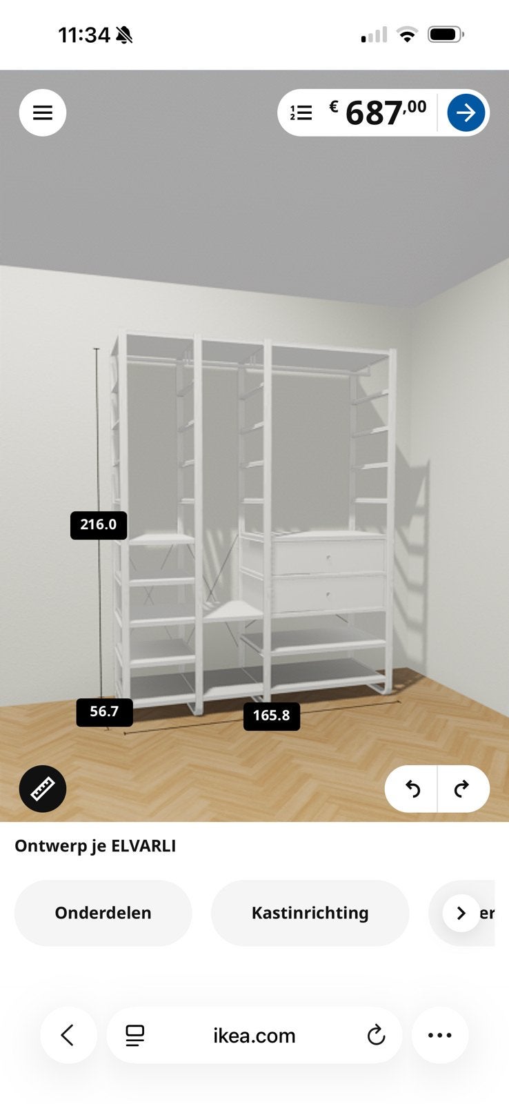 Elvarli kledingkast 216x165.8, Huis en Inrichting, Ophalen, Zo goed als nieuw