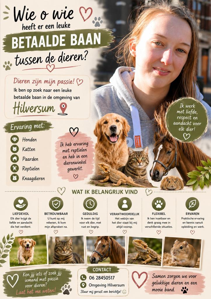 Betaald baan tussen de dieren gezocht, Ophalen of Verzenden