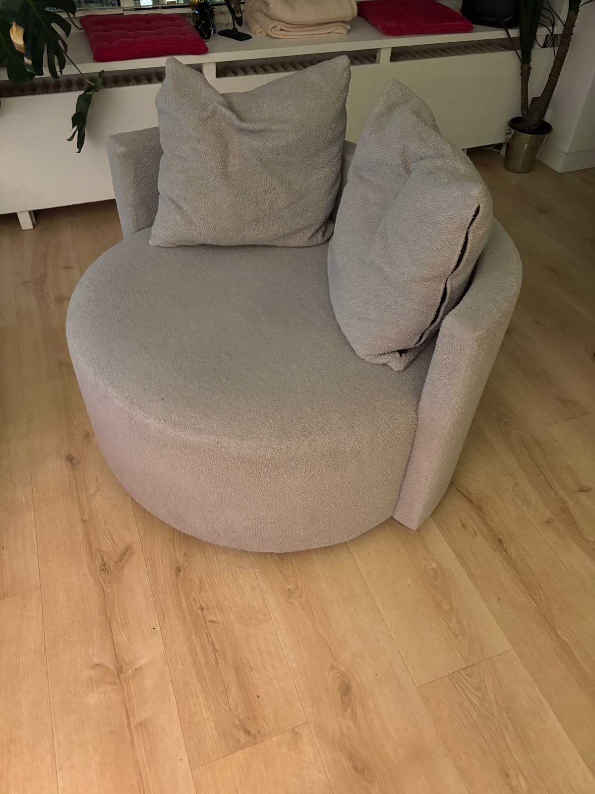 Volledig Draaibare Loveseat - Teddy Stof Grijs, Huis en Inrichting, Ophalen, Zo goed als nieuw, Eén, Stof