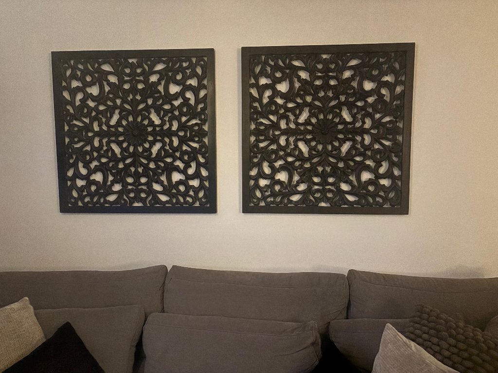 Set van 2 zwarte wandornamenten – 90 x 90 cm, Ophalen, 90 cm, Decoratieobject, Zo goed als nieuw