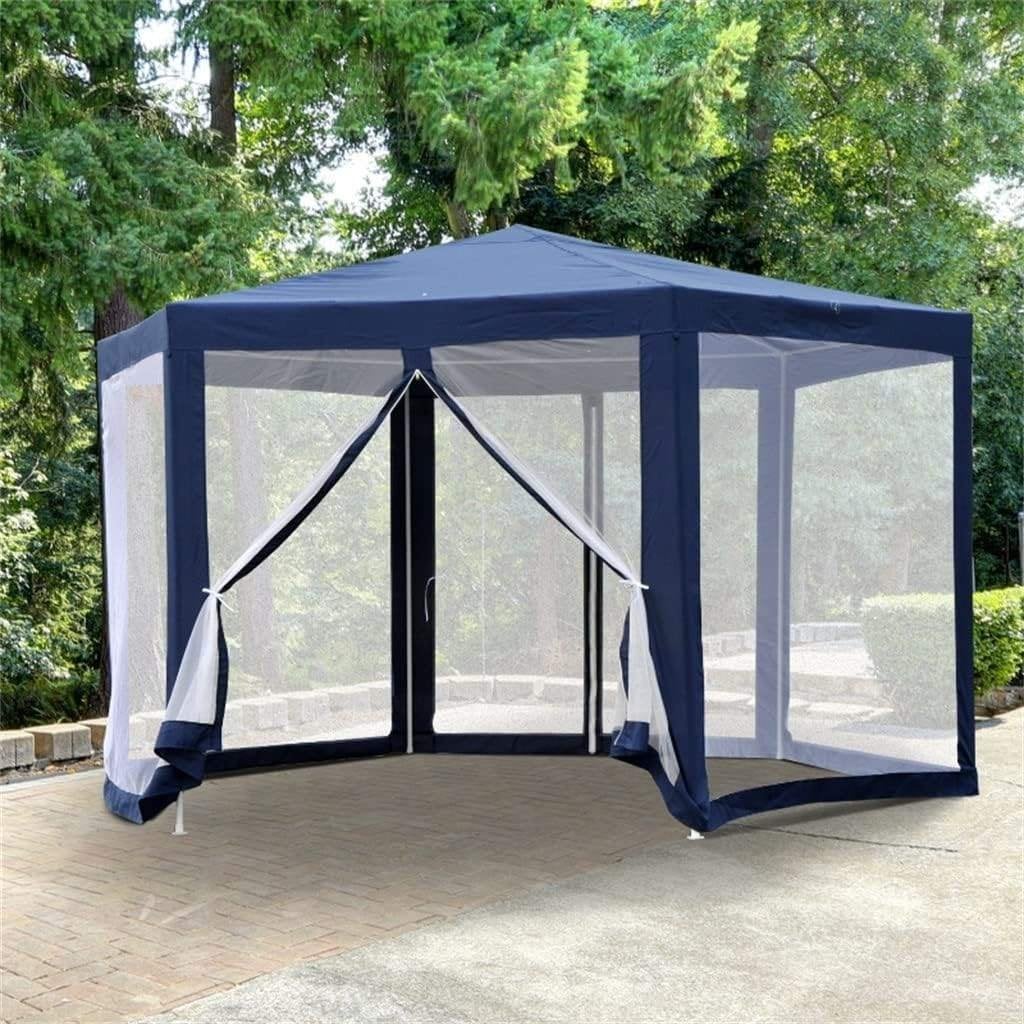 Partytent Gazebo Type Hexagonal Met Vliegengaas Blauw Ø3.9m, Ophalen of Verzenden, Nieuw, Minder dan 5 meter