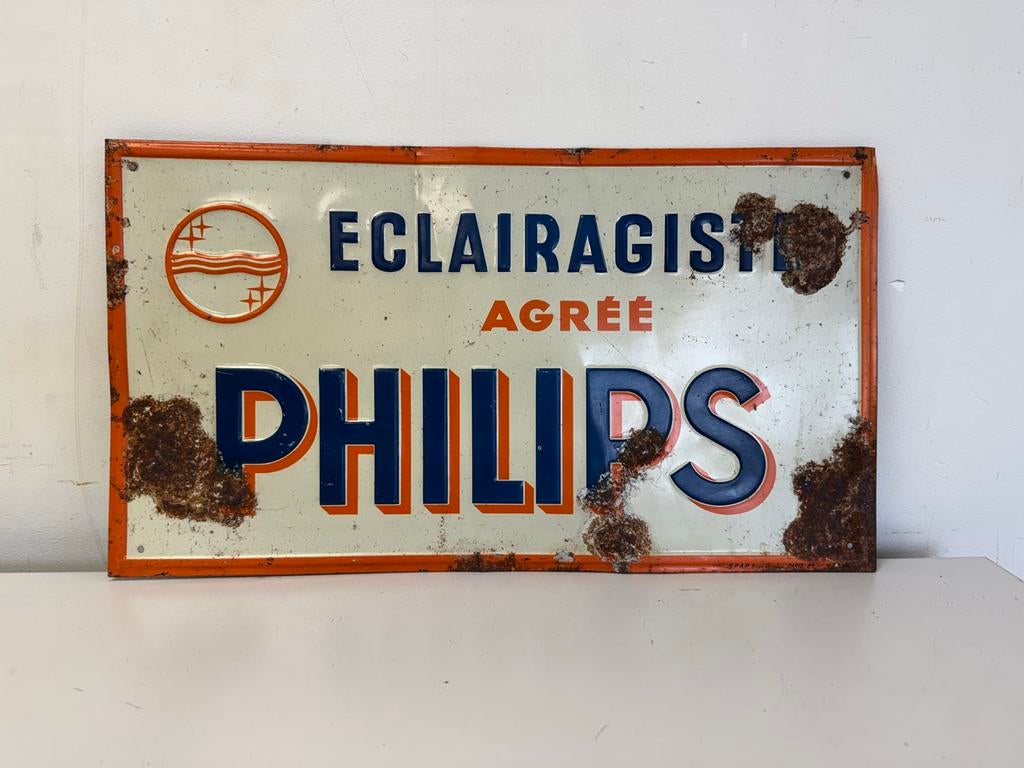 Oud Philips reclamebord, Ophalen, Gebruikt, Reclamebord