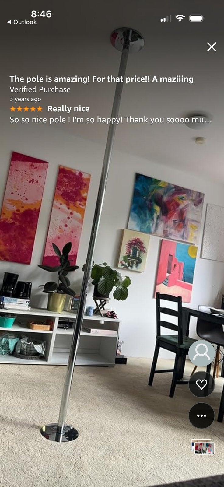 Leogreen Professional Pole Dance Pole 45mm Static & Spinning, Ophalen, Zo goed als nieuw, Minder dan 100 cm