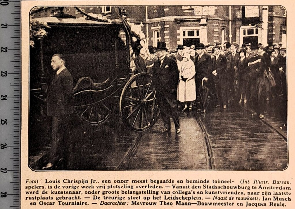 Amsterdam 1931: begrafenis acteur Louis Chrispijn Jr., Verzenden, Voor 1940, Gebruikt, Overige onderwerpen
