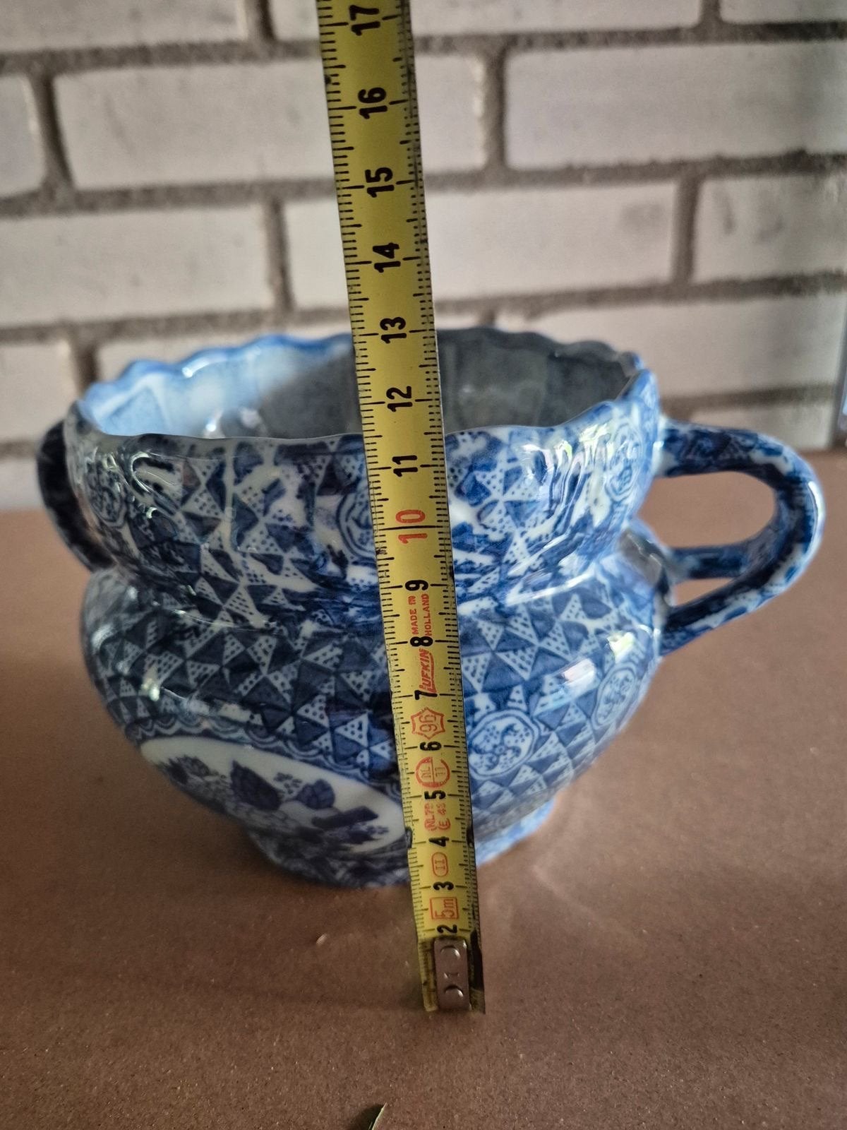 Antieke Delfts Blauwe Bloempot met Handvatten, Antiek en Kunst, Ophalen
