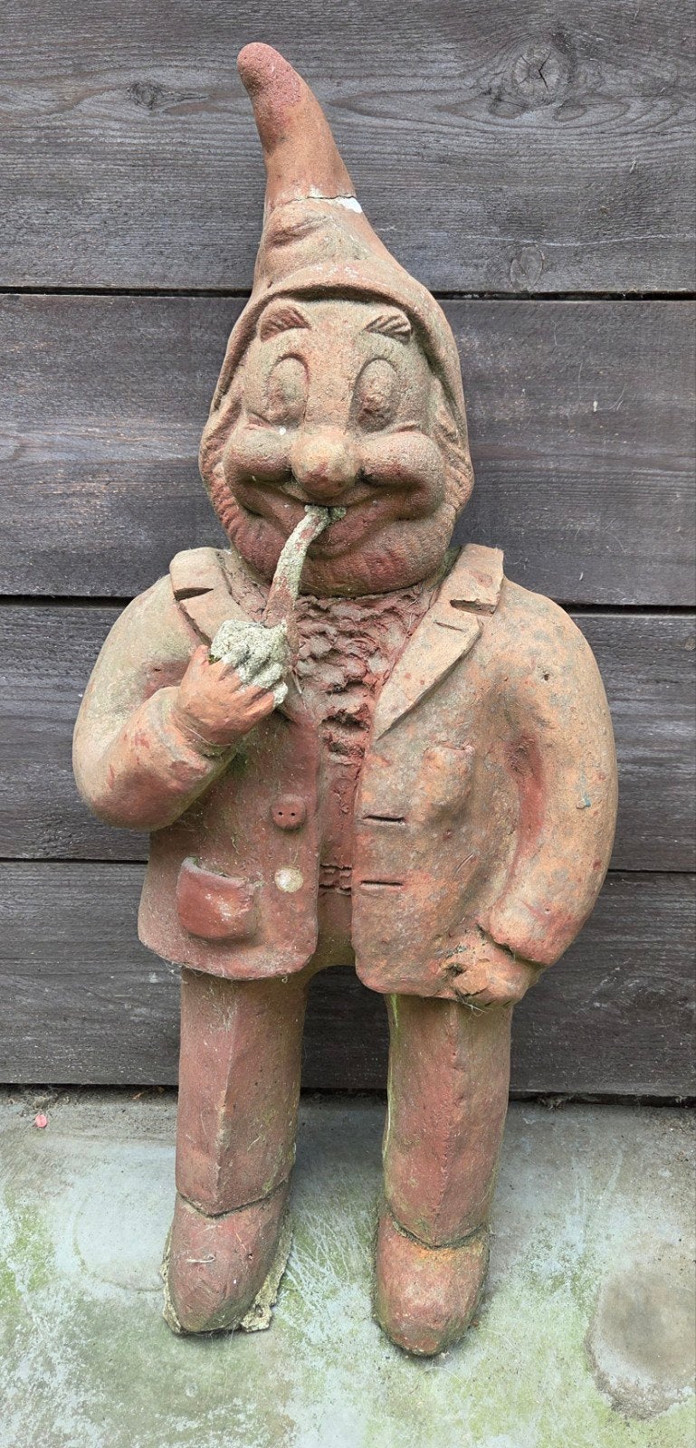 Zeldzame antieke terracotta tuinkabouter XL (78 cm), Tuin en Terras, Ophalen, Gebruikt, Steen, Tuinkabouter