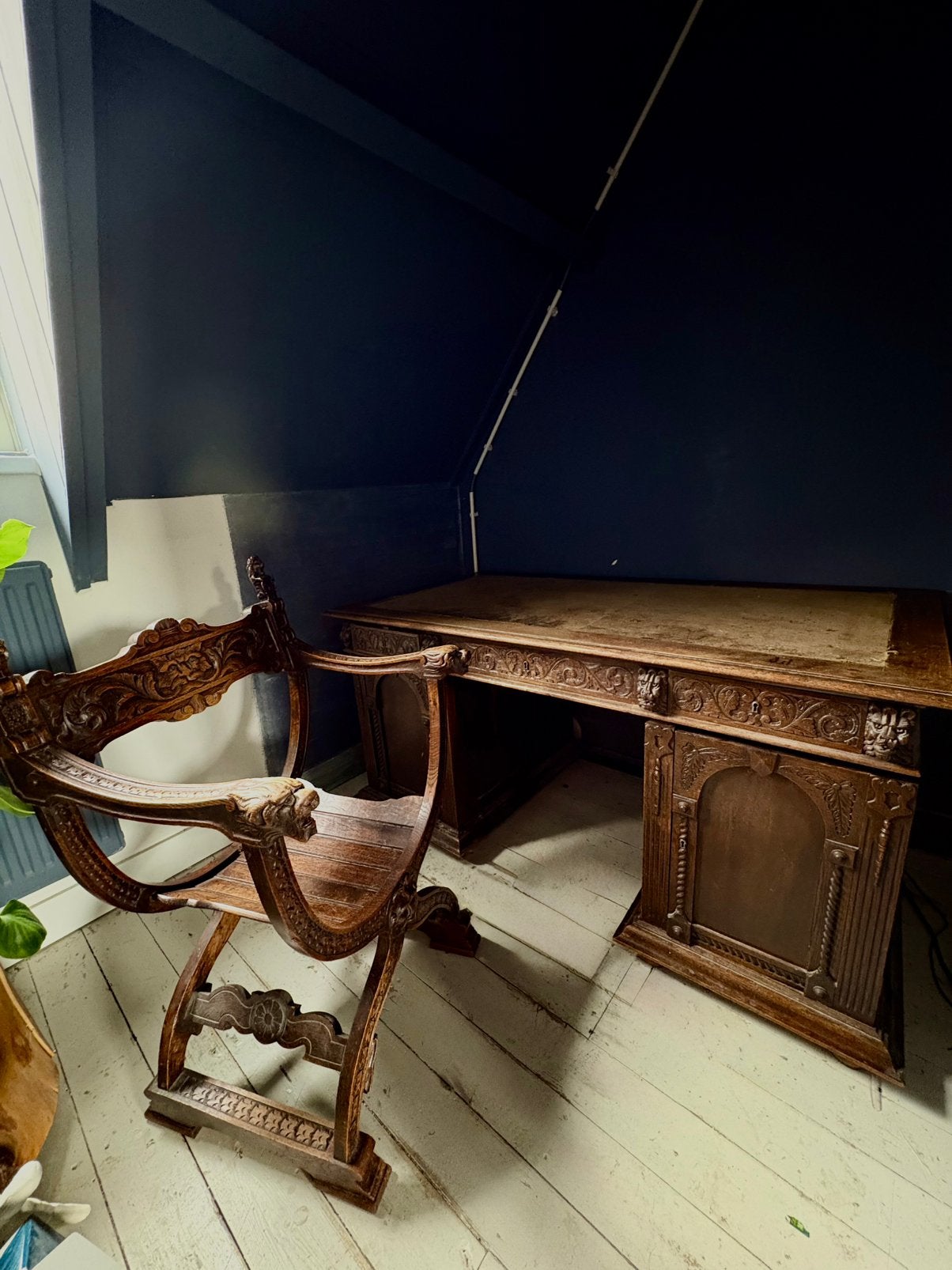 Antieke houten bureau en stoel, Antiek en Kunst, Ophalen
