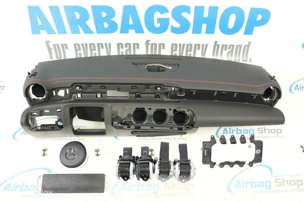 Airbag set Dashboard rode stiksels Mercedes A klasse W177, Gebruikt, Ophalen of Verzenden