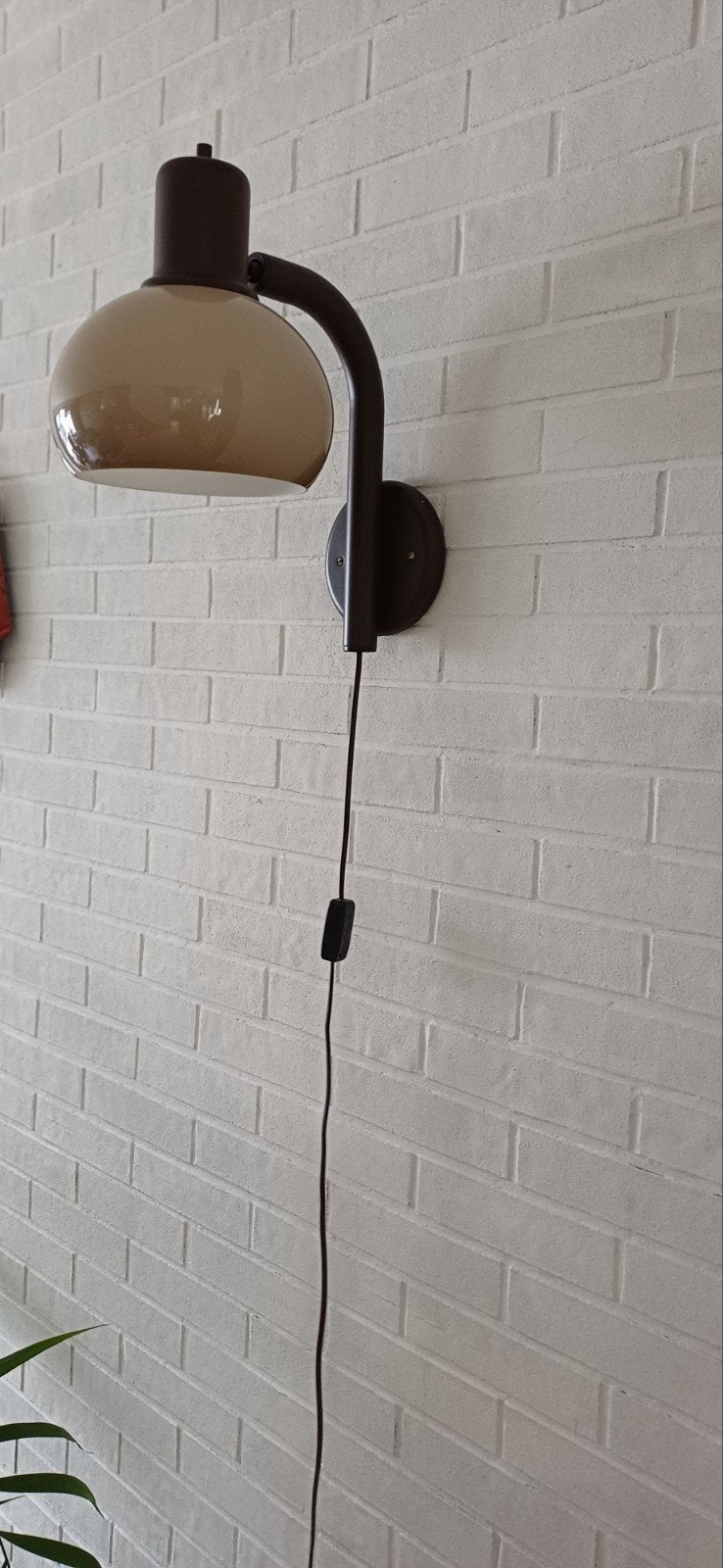 Dijkstra Mushroom wandlamp jaren 70, Ophalen, Kunststof, Gebruikt, Bruin